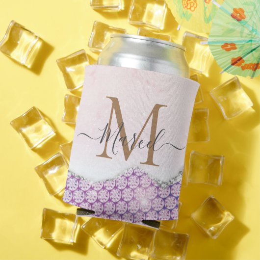 モノグラムエレガントバラピンクグリッター 缶クーラー (インサイチュ 夏)
