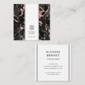 モノグラムエレガントバラ金ゴールドブラックコンサルタント スクエア名刺 (正面/裏面)