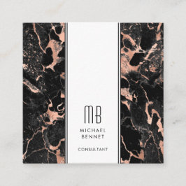 モノグラムエレガントバラ金ゴールドブラックコンサルタント スクエア名刺