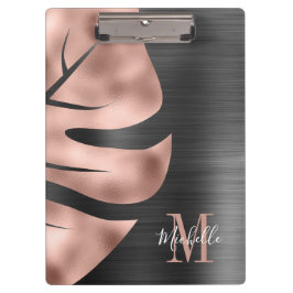 モノグラムエレガントバラ金ゴールドブラック クリップボード