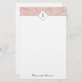 モノグラムエレガントバラ金ゴールド大理石文具 便箋 (正面/裏面)