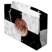 モノグラムエレガントバラ金ゴールド白黒大理石 ラージペーパーバッグ (裏面アングル)