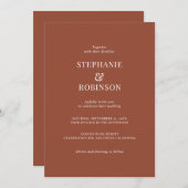 モノグラムエレガントバーンオレンジテラコッタ結婚ズ 招待状 (正面/裏面)
