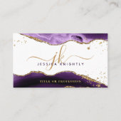 モノグラムエレガントパープルアガテ金ゴールドグリッター 名刺 (正面)