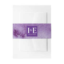 モノグラムエレガントパープルウォッシュズ結婚ーズ 招待状ベリーバンド