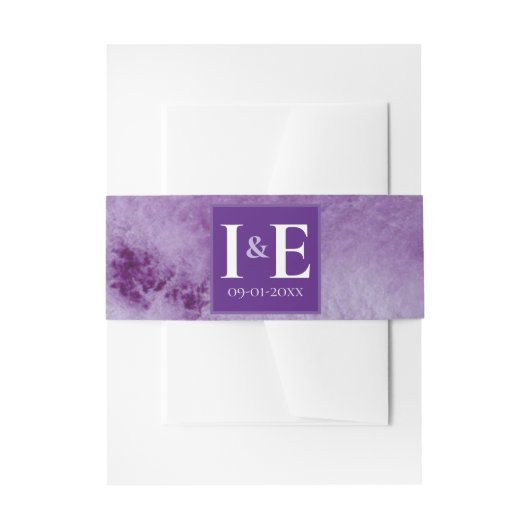 モノグラムエレガントパープルウォッシュズ結婚ーズ 招待状ベリーバンド (正面例)