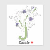 モノグラムエレガントパープルグリーン花柄 シール (シート)