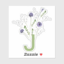 モノグラムエレガントパープルグリーン花柄 シール