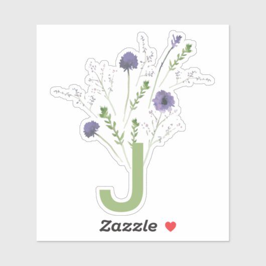 モノグラムエレガントパープルグリーン花柄 シール (シート)