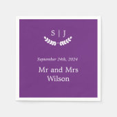 モノグラムエレガントパープルジュエリートーンディナーカクテル スタンダードカクテルナプキン (正面)