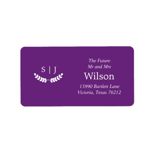 モノグラムエレガントパープルジュエルトーン差出人住所 ラベル (正面)