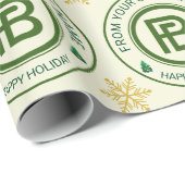 モノグラムエレガントビジネスロゴクリスマスホリデー ラッピングペーパー (ロールコーナー)