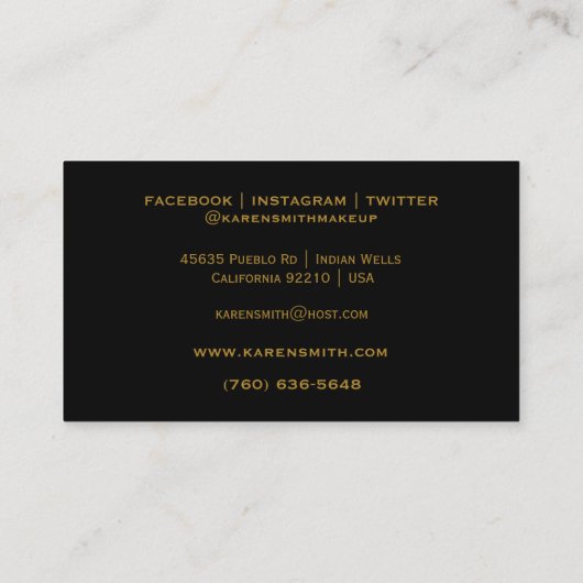 モノグラムエレガントビーガンメイクアップアーティスト 名刺 (裏面)