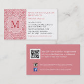 モノグラムエレガントピフェミニンックスダマスク美しいサロン 名刺 (正面/裏面)