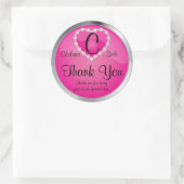 モノグラムエレガントピンクとシルバー ラウンドシール (バッグ)