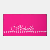 モノグラムエレガントピンクと白のハート デスクマット (正面)