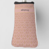 モノグラムエレガントピンクと金ゴールドダマスク ゴルフヘッドカバー (回転90)