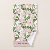 モノグラムエレガントピンクグリーンフローラ花緑 バスタオルセット (ハンドタオル)