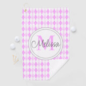 モノグラムエレガントピンクゴルアーガイルフダイヤモンドパターン ゴルフタオル (インサイチュ)