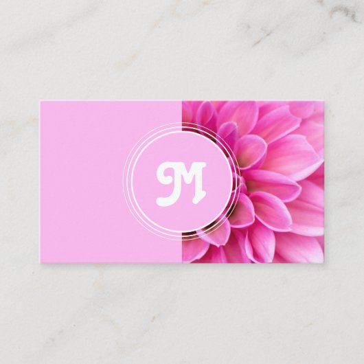 モノグラムエレガントピンクダリアフローリング2トーン 名刺 (正面)