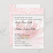 モノグラムエレガントピンクデイジー結婚式招待状 インビテーションポストカード (正面/裏面)