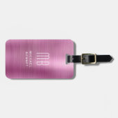 モノグラムエレガントピンクブラシ仕上げ金属 ラゲッジタグ (正面横)