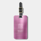 モノグラムエレガントピンクブラシ仕上げ金属 ラゲッジタグ (正面縦)