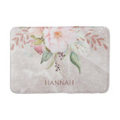 モノグラムエレガントピンクローズと牡丹フローラ バスマット (正面)