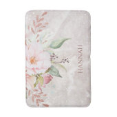 モノグラムエレガントピンクローズと牡丹フローラ バスマット (正面縦)