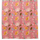 モノグラムエレガントピンク水色 シャワーカーテン (正面)