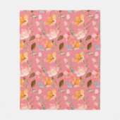 モノグラムエレガントピンク水色 フリースブランケット (正面)