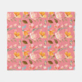 モノグラムエレガントピンク水色 フリースブランケット (正面(横))