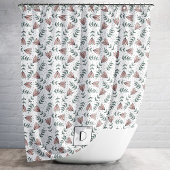 モノグラムエレガントピンク花柄 シャワーカーテン
