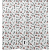 モノグラムエレガントピンク花柄 シャワーカーテン (正面)