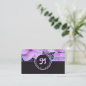 モノグラムエレガントピンク花花花屋ダークグレー 名刺 (スタンド正面)