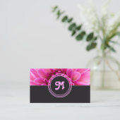 モノグラムエレガントピンク花花花屋ダークグレー 名刺 (スタンド正面)