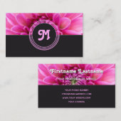 モノグラムエレガントピンク花花花屋ダークグレー 名刺 (正面/裏面)