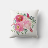 モノグラムエレガントピンク赤面水彩バラ クッション (裏面)