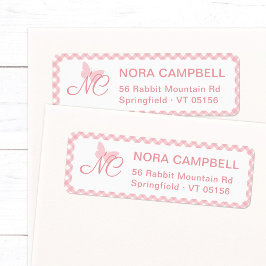 モノグラムエレガントピーチピンクジンガム差出人住所 ラベル