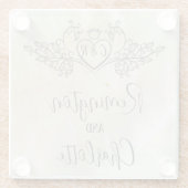 モノグラムエレガントピーチマザーオブパール結婚ズ ガラスコースター (裏面)