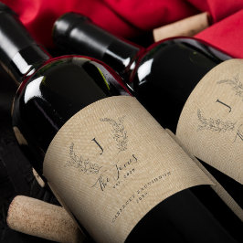 モノグラムエレガントファミリー名テンプレート ワインラベル