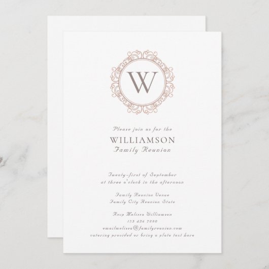 モノグラムエレガントファミリー懇親会 招待状 (正面/裏面)