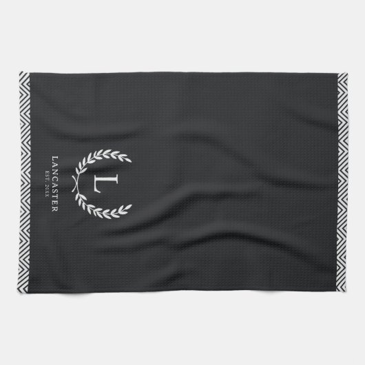 モノグラムエレガントファームハウスモダンミニマリスト キッチンタオル (横)