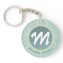 モノグラムエレガントフェイク金ゴールドターコイズダマスクフローラ