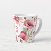 モノグラムエレガントフェミニンワイルドフラワーピンクのポピー カフェラテマグ (右アングル)
