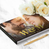 モノグラムエレガントフォトブラック結婚ズ ゲストブック