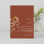 モノグラムエレガントフォトワイルドフラワー結婚ズ 箔招待状 (立ち正面)