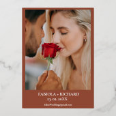 モノグラムエレガントフォトワイルドフラワー結婚ズ 箔招待状 (裏面)