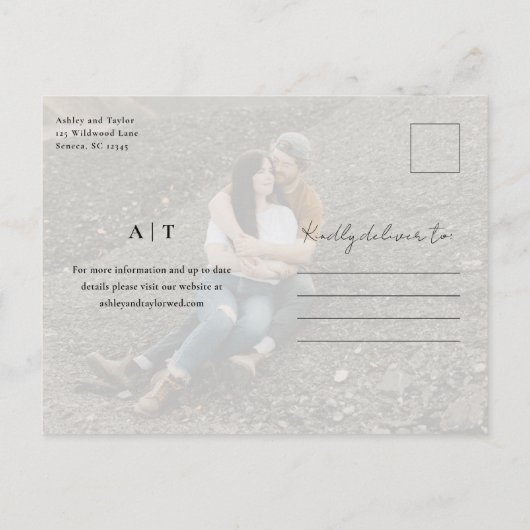 モノグラムエレガントフォト結婚の種類 インビテーションポストカード (裏面)