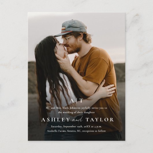 モノグラムエレガントフォト結婚の種類 インビテーションポストカード (正面)